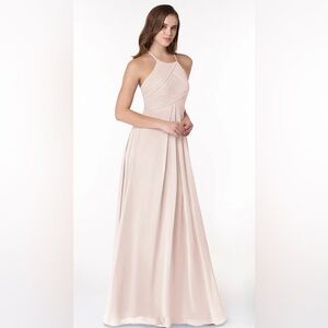 NEW Azazie A-Line Halter Pleated Chiffon Dress
